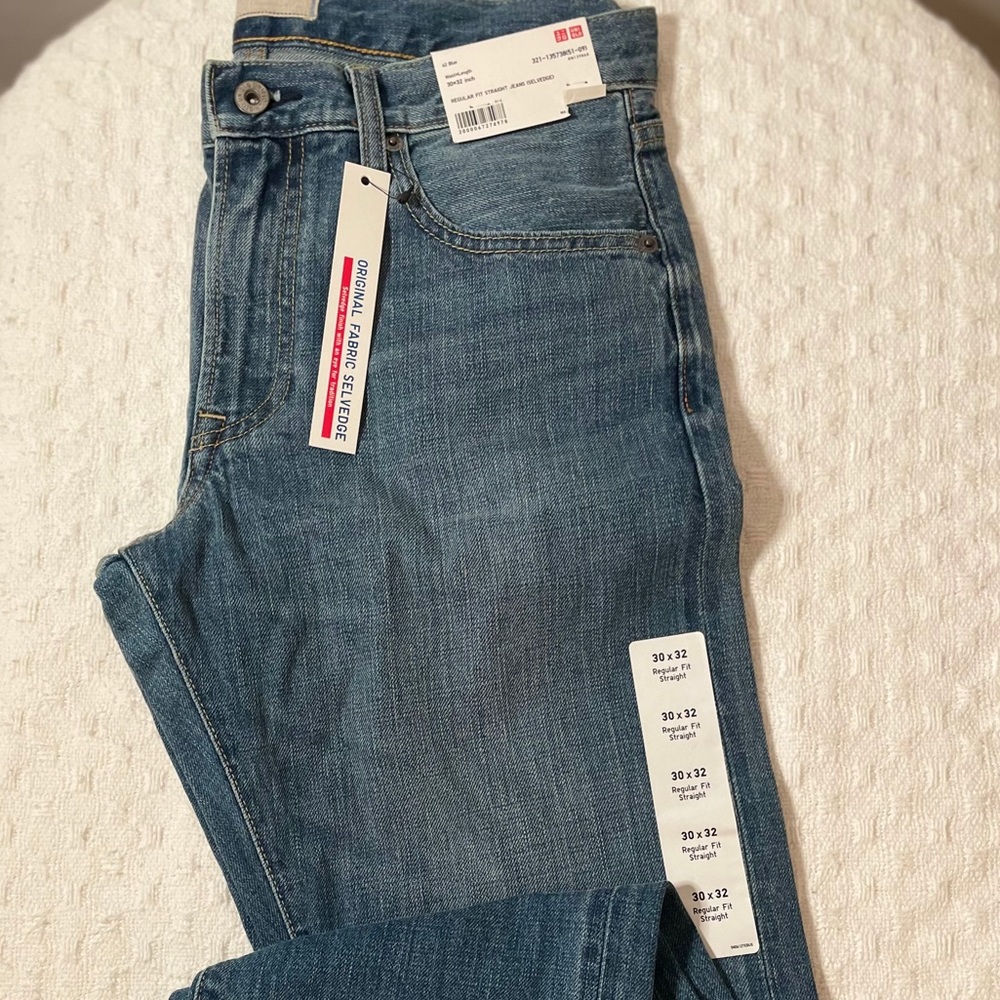 New Uniqlo light wash straight cut jeans